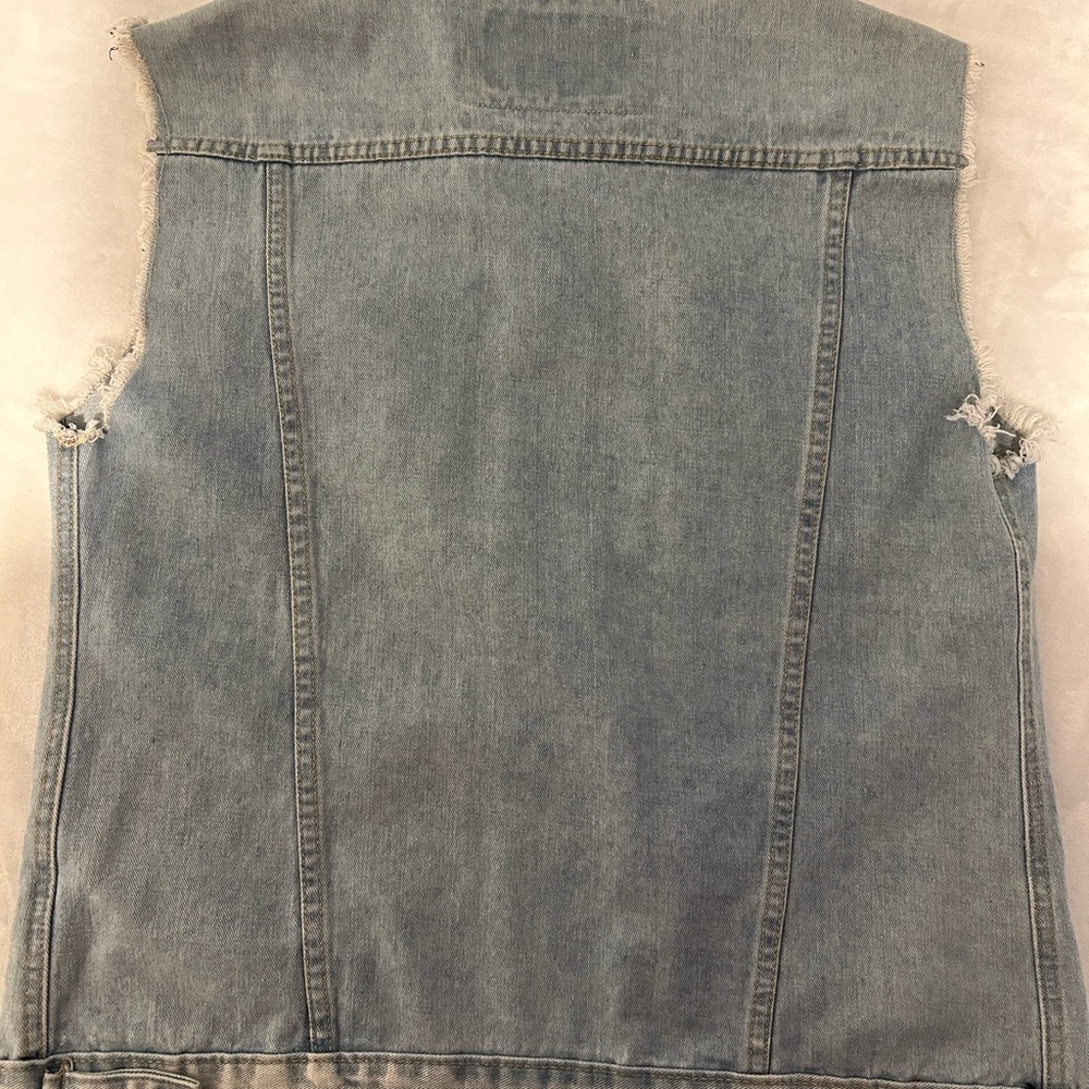 Rolling Paper light washed denim Jean Vest Mens Size M - Picture 4 of 7
